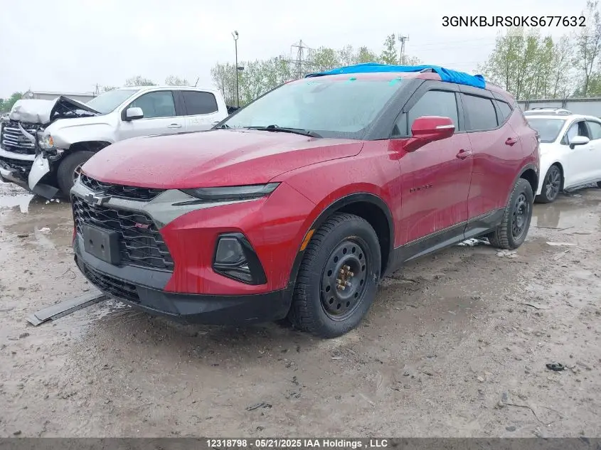 2019 Chevrolet Blazer Rs VIN: 3GNKBJRS0KS677632 Lot: 12318798