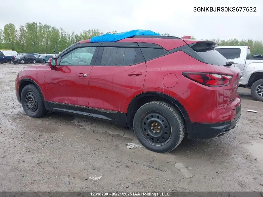 2019 Chevrolet Blazer Rs VIN: 3GNKBJRS0KS677632 Lot: 12318798