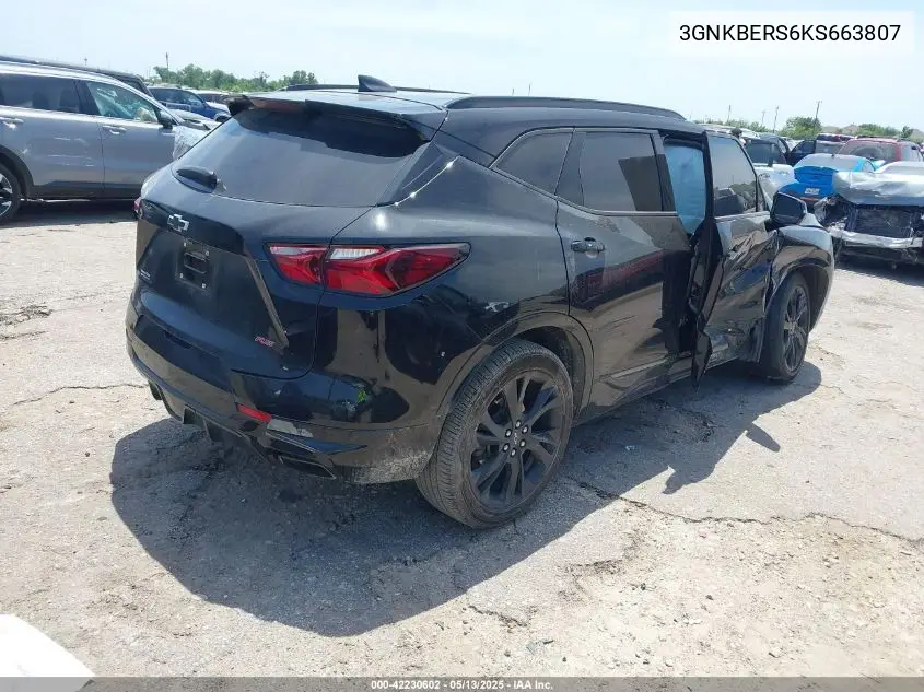 2019 Chevrolet Blazer Rs VIN: 3GNKBERS6KS663807 Lot: 42230602