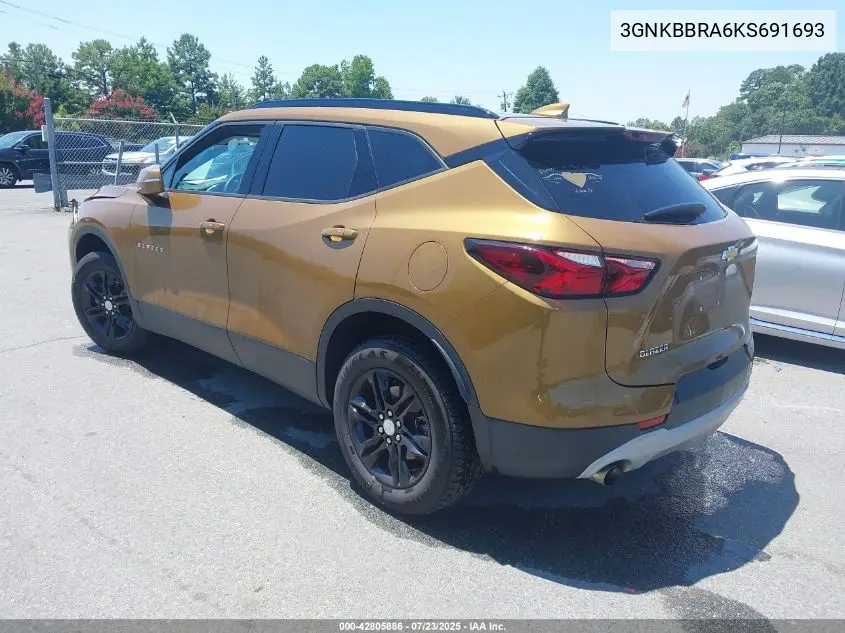 2019 Chevrolet Blazer VIN: 3GNKBBRA6KS691693 Lot: 42805886