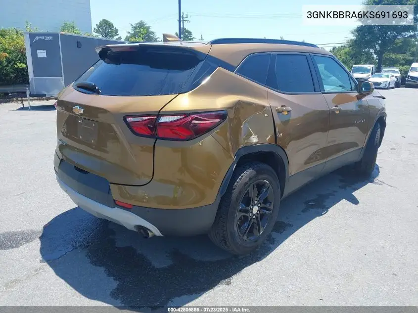 2019 Chevrolet Blazer VIN: 3GNKBBRA6KS691693 Lot: 42805886