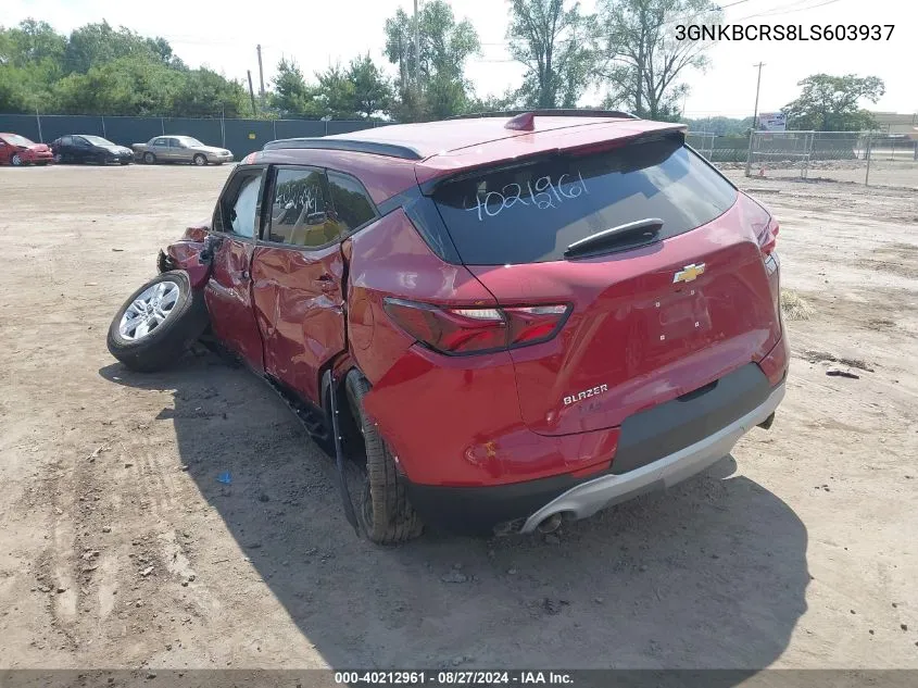 2020 Chevrolet Blazer Fwd 2Lt VIN: 3GNKBCRS8LS603937 Lot: 40212961