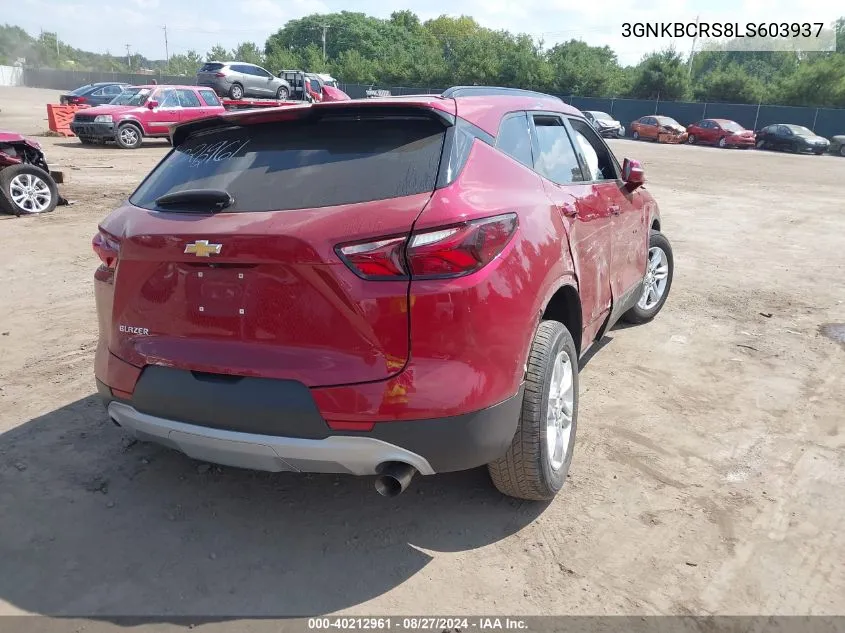 2020 Chevrolet Blazer Fwd 2Lt VIN: 3GNKBCRS8LS603937 Lot: 40212961