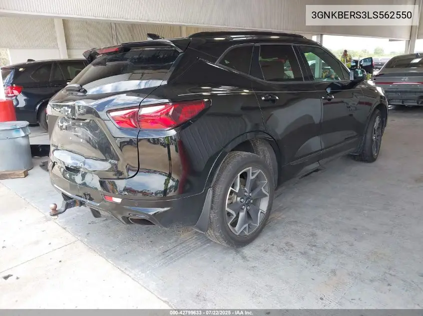 2020 Chevrolet Blazer Fwd Rs VIN: 3GNKBERS3LS562550 Lot: 42799633