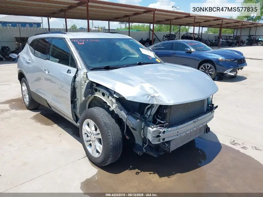 2021 Chevrolet Blazer Fwd 2Lt VIN: 3GNKBCR47MS577835 Lot: 42222310