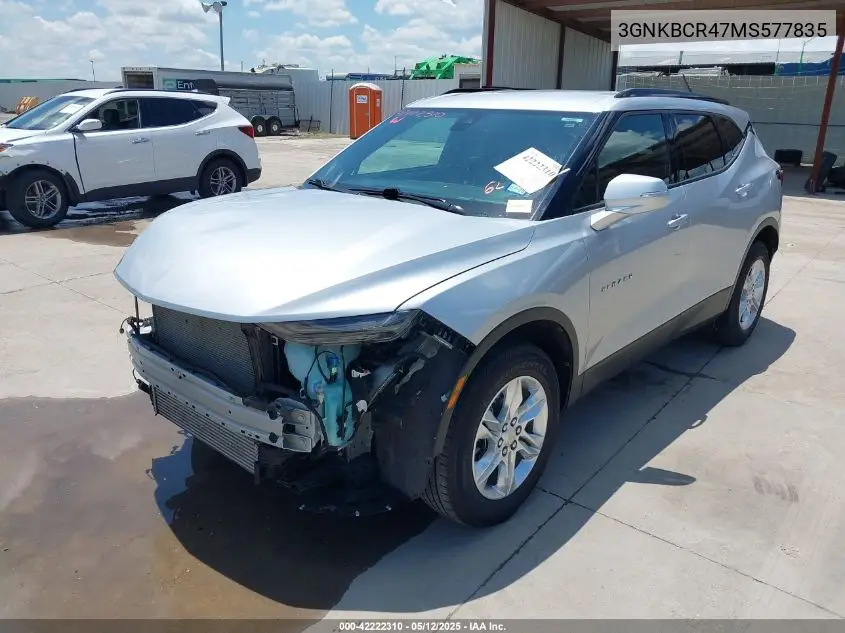 2021 Chevrolet Blazer Fwd 2Lt VIN: 3GNKBCR47MS577835 Lot: 42222310