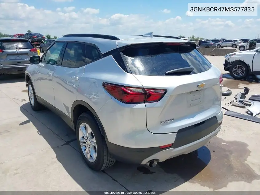 2021 Chevrolet Blazer Fwd 2Lt VIN: 3GNKBCR47MS577835 Lot: 42222310