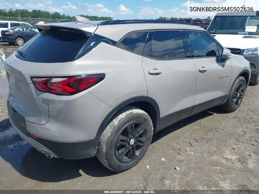 2021 Chevrolet Blazer Fwd 3Lt VIN: 3GNKBDRS5MS502636 Lot: 42258097