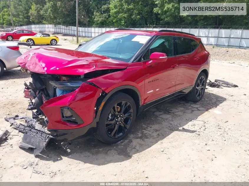 2021 Chevrolet Blazer Fwd Rs VIN: 3GNKBERS2MS535714 Lot: 42640286