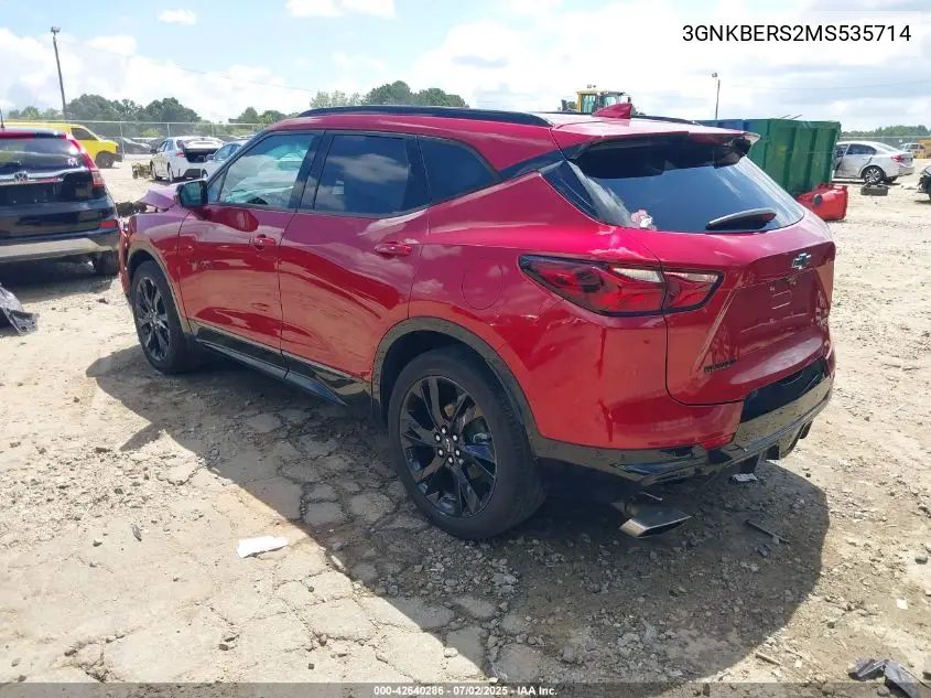 2021 Chevrolet Blazer Fwd Rs VIN: 3GNKBERS2MS535714 Lot: 42640286