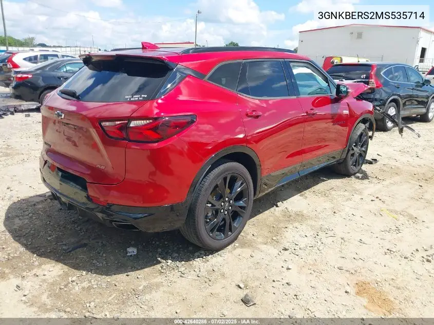 2021 Chevrolet Blazer Fwd Rs VIN: 3GNKBERS2MS535714 Lot: 42640286