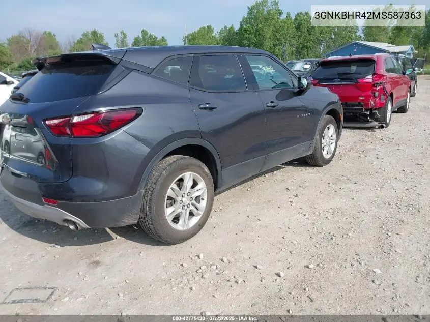2021 Chevrolet Blazer Awd 2Lt VIN: 3GNKBHR42MS587363 Lot: 42775430
