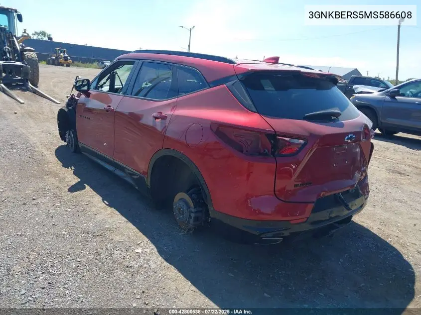 2021 Chevrolet Blazer Rs VIN: 3GNKBERS5MS586608 Lot: 42800538