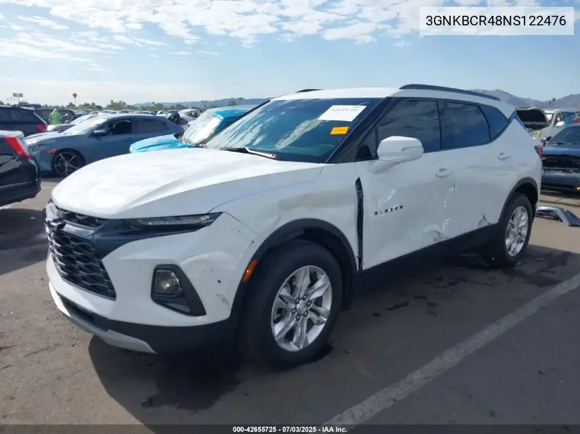 2022 Chevrolet Blazer Fwd 2Lt VIN: 3GNKBCR48NS122476 Lot: 42655725