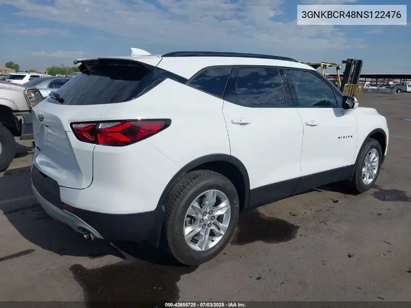 2022 Chevrolet Blazer Fwd 2Lt VIN: 3GNKBCR48NS122476 Lot: 42655725