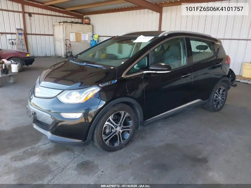 2019 Chevrolet Bolt Ev Premier VIN: 1G1FZ6S06K4101757 Lot: 42765772