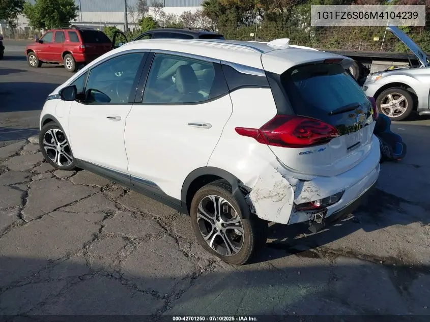 2021 Chevrolet Bolt Ev Fwd Premier VIN: 1G1FZ6S06M4104239 Lot: 42701250