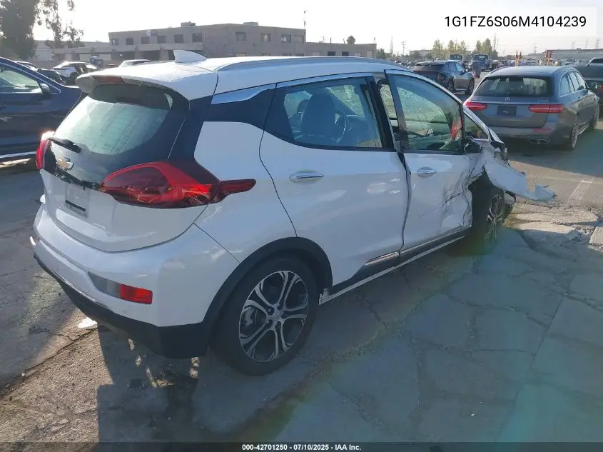 2021 Chevrolet Bolt Ev Fwd Premier VIN: 1G1FZ6S06M4104239 Lot: 42701250