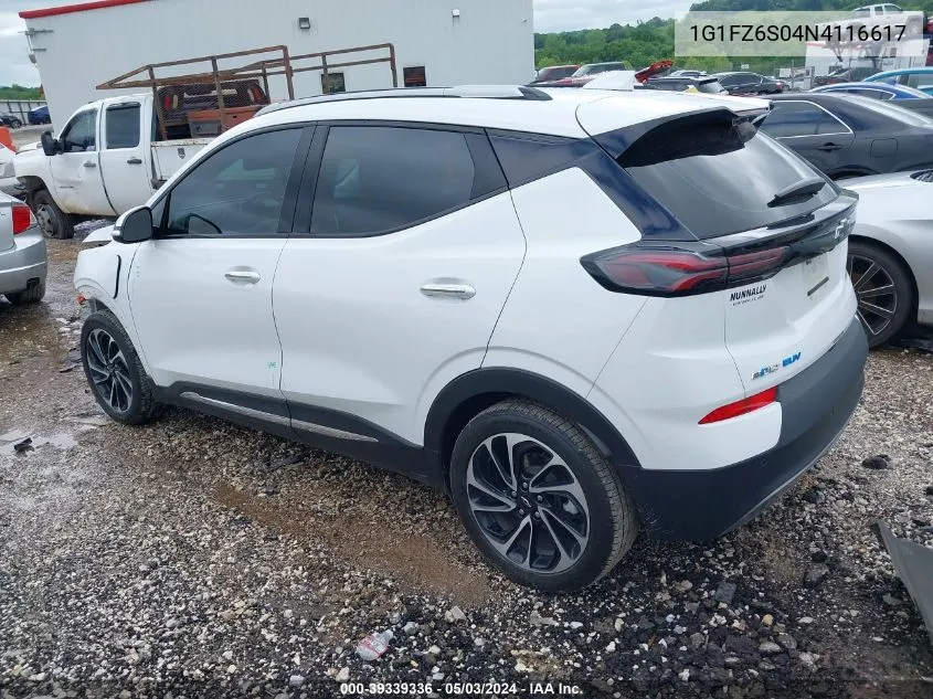2022 Chevrolet Bolt Euv Fwd Premier VIN: 1G1FZ6S04N4116617 Lot: 39339336