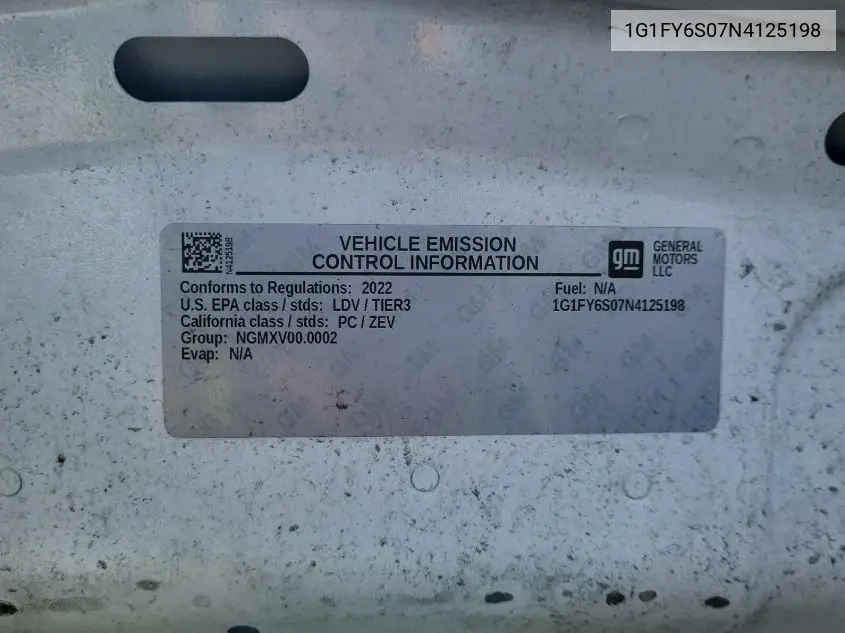 2022 Chevrolet Bolt Euv Lt VIN: 1G1FY6S07N4125198 Lot: 42792265