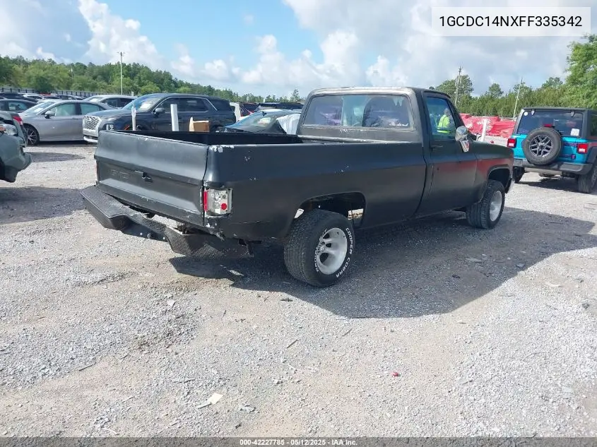 1985 Chevrolet C10 VIN: 1GCDC14NXFF335342 Lot: 42227785