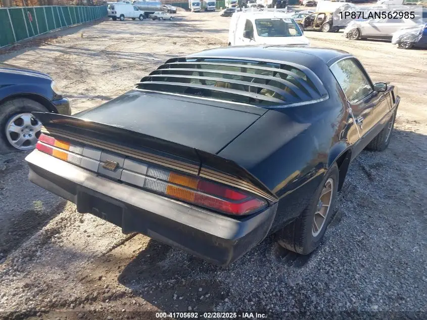 1980 Chevrolet Camaro VIN: 1P87LAN562985 Lot: 41705692