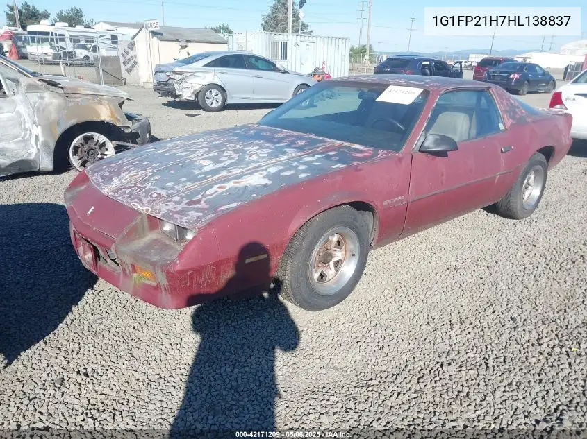 1987 Chevrolet Camaro VIN: 1G1FP21H7HL138837 Lot: 42171209