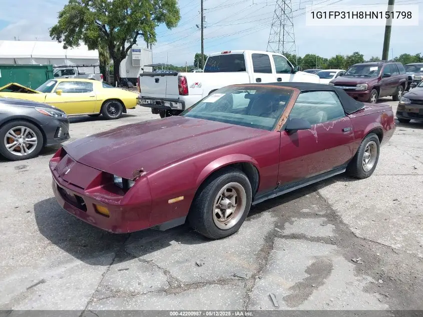1987 Chevrolet Camaro VIN: 1G1FP31H8HN151798 Lot: 42200987