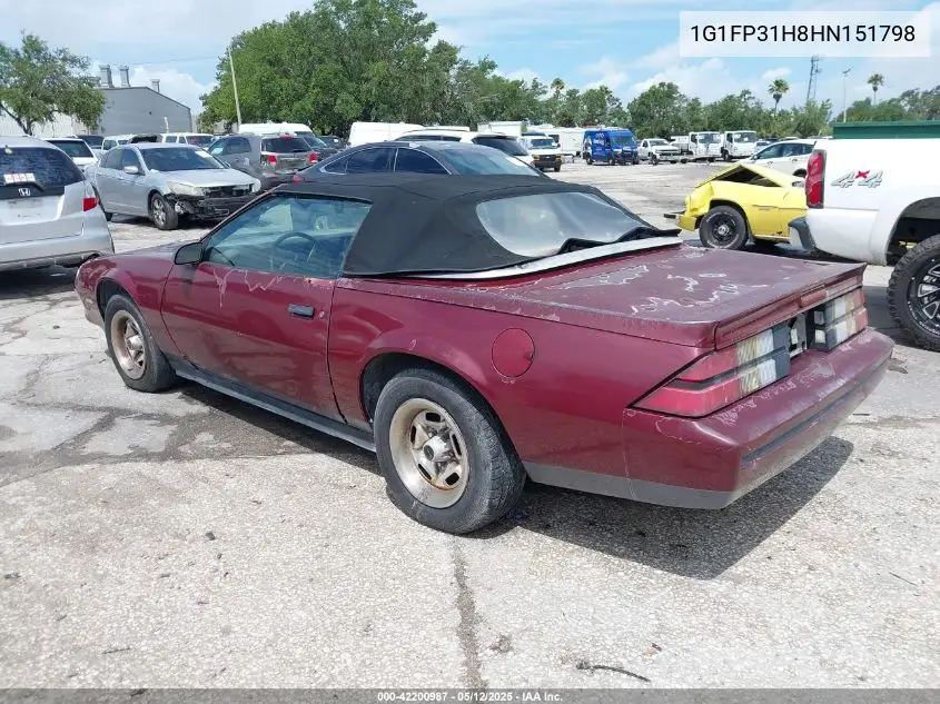 1987 Chevrolet Camaro VIN: 1G1FP31H8HN151798 Lot: 42200987