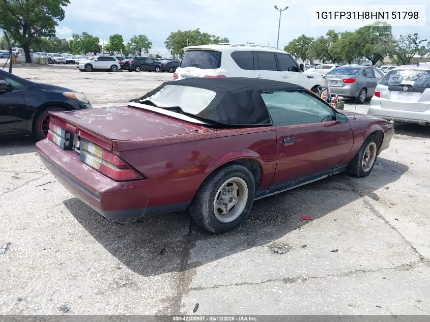 1987 Chevrolet Camaro VIN: 1G1FP31H8HN151798 Lot: 42200987