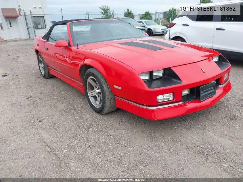 1989 Chevrolet Camaro VIN: 1G1FP31E8KL181862 Lot: 42597464