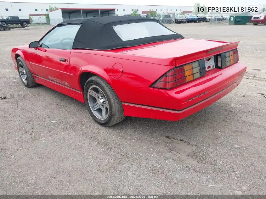 1989 Chevrolet Camaro VIN: 1G1FP31E8KL181862 Lot: 42597464