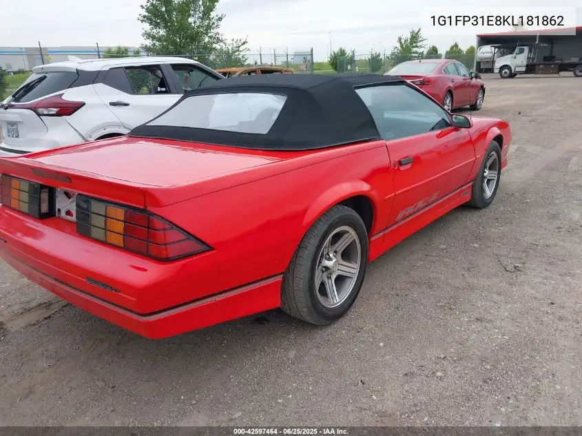 1989 Chevrolet Camaro VIN: 1G1FP31E8KL181862 Lot: 42597464