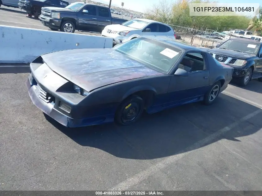 1991 Chevrolet Camaro Rs VIN: 1G1FP23E3ML106481 Lot: 41883326