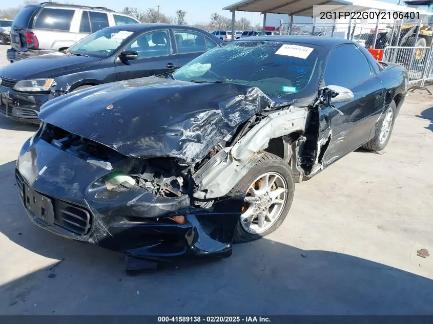 2000 Chevrolet Camaro Z28 VIN: 2G1FP22G0Y2106401 Lot: 41589138