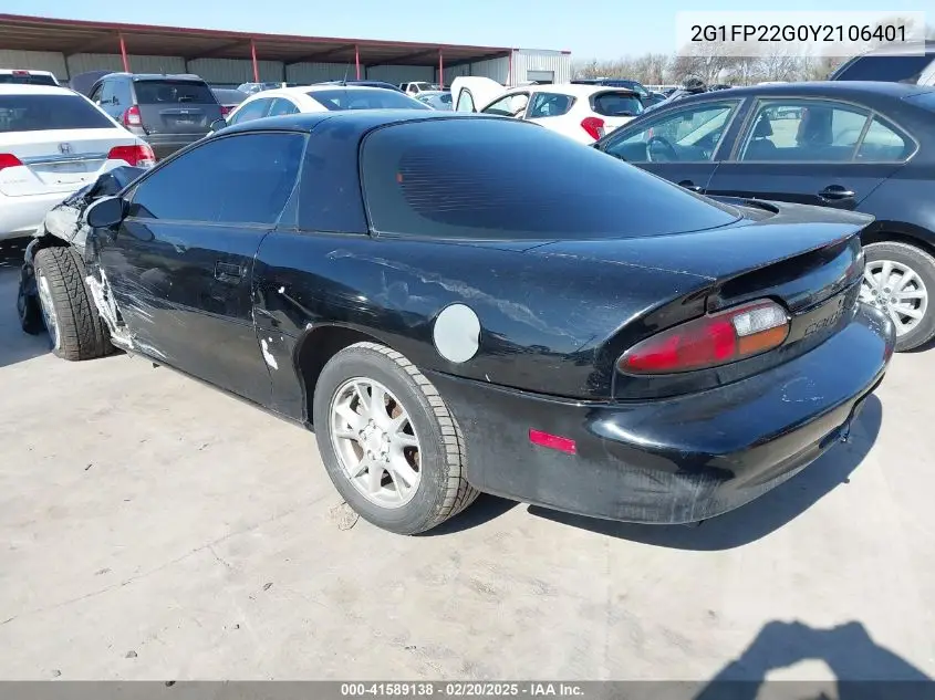 2000 Chevrolet Camaro Z28 VIN: 2G1FP22G0Y2106401 Lot: 41589138