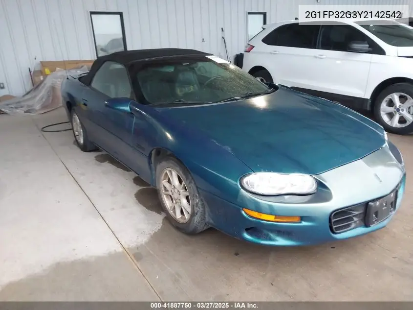 2000 Chevrolet Camaro Z28 VIN: 2G1FP32G3Y2142542 Lot: 41887750