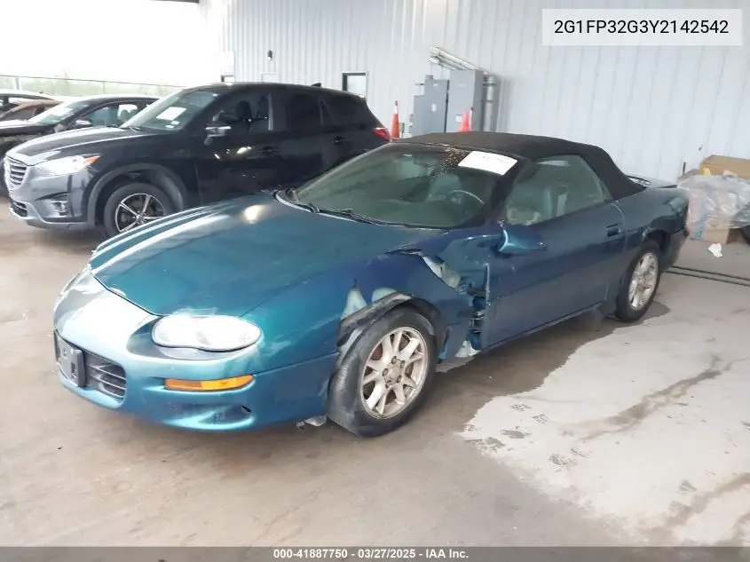 2000 Chevrolet Camaro Z28 VIN: 2G1FP32G3Y2142542 Lot: 41887750