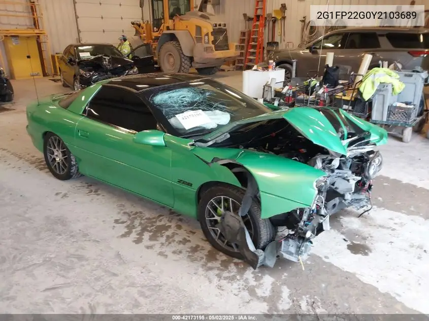 2000 Chevrolet Camaro Z28 VIN: 2G1FP22G0Y2103689 Lot: 42173195