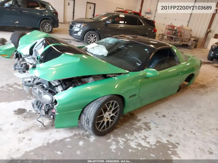 2000 Chevrolet Camaro Z28 VIN: 2G1FP22G0Y2103689 Lot: 42173195