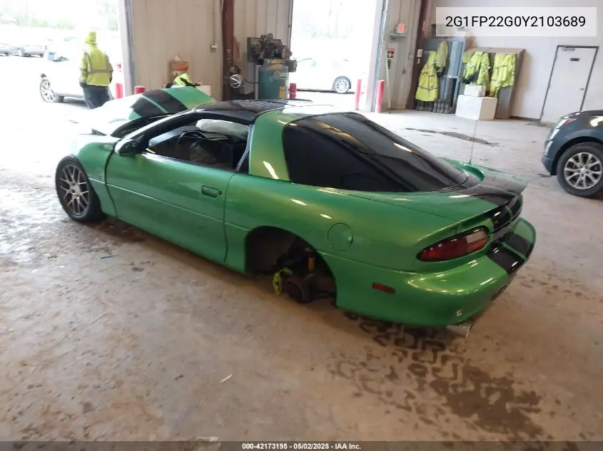 2000 Chevrolet Camaro Z28 VIN: 2G1FP22G0Y2103689 Lot: 42173195