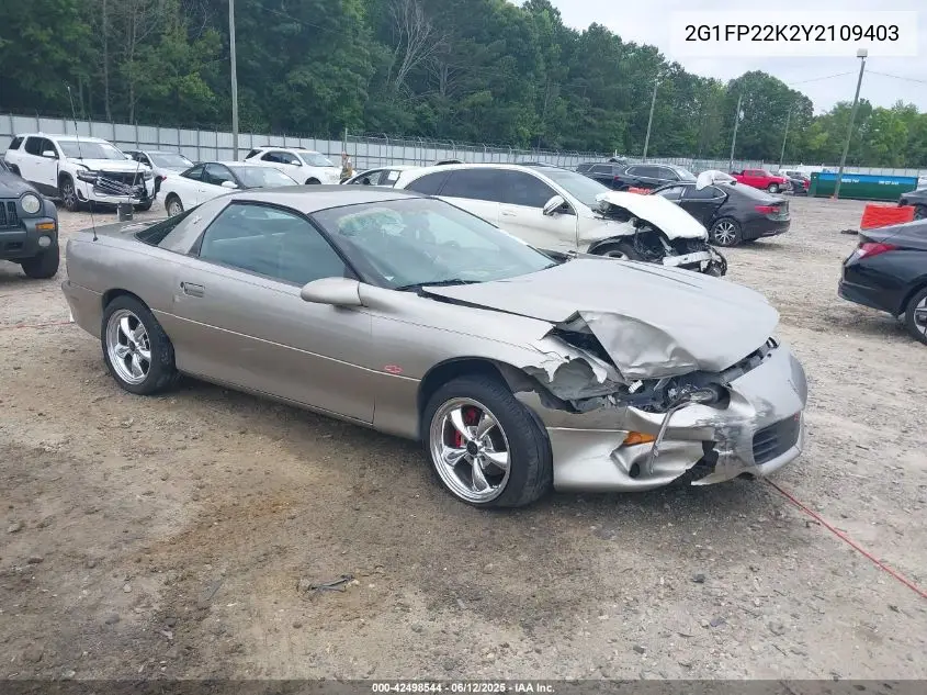 2000 Chevrolet Camaro VIN: 2G1FP22K2Y2109403 Lot: 42498544