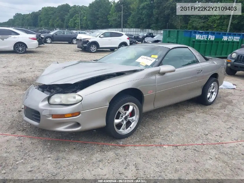 2000 Chevrolet Camaro VIN: 2G1FP22K2Y2109403 Lot: 42498544