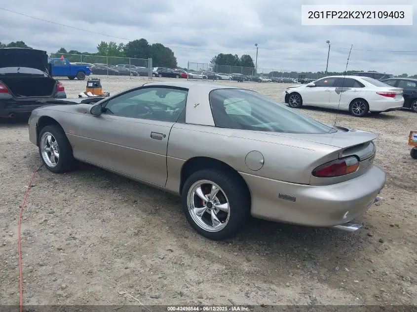 2000 Chevrolet Camaro VIN: 2G1FP22K2Y2109403 Lot: 42498544