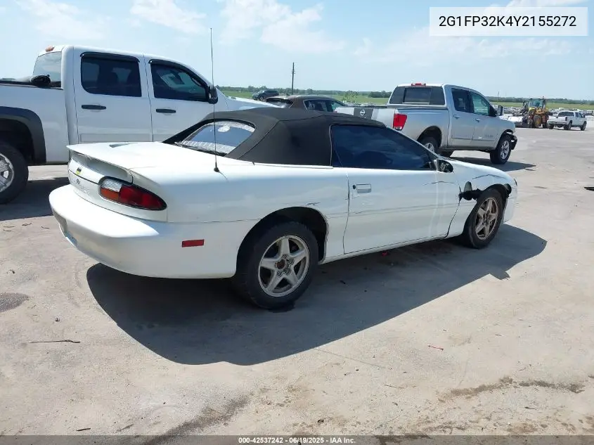 2000 Chevrolet Camaro VIN: 2G1FP32K4Y2155272 Lot: 42537242