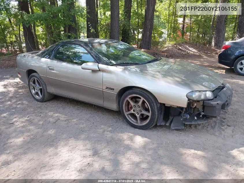 2000 Chevrolet Camaro Z28 VIN: 2G1FP22G0Y2106155 Lot: 42641114