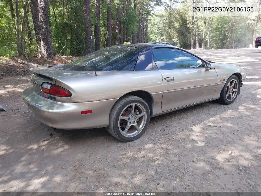 2000 Chevrolet Camaro Z28 VIN: 2G1FP22G0Y2106155 Lot: 42641114