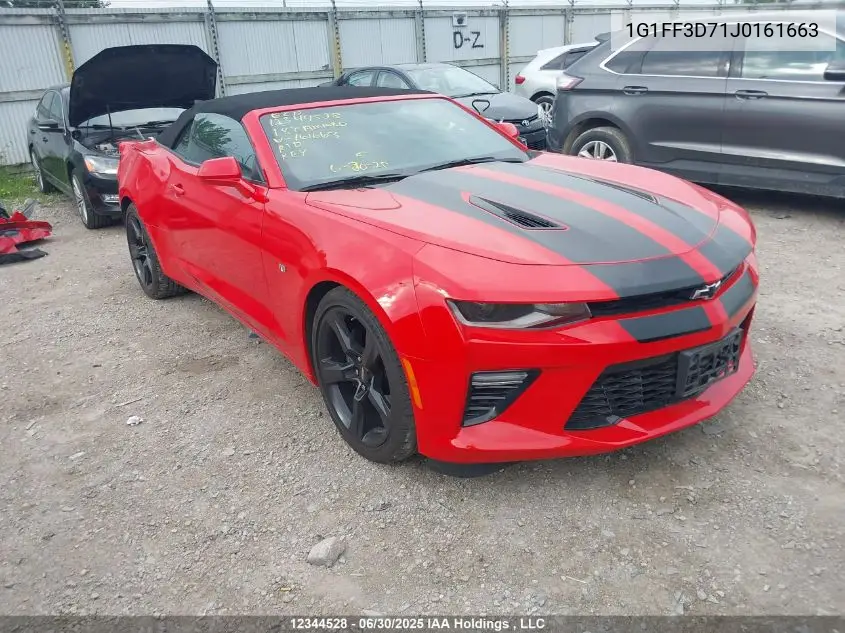 2018 Chevrolet Camaro 1Ss VIN: 1G1FF3D71J0161663 Lot: 12344528