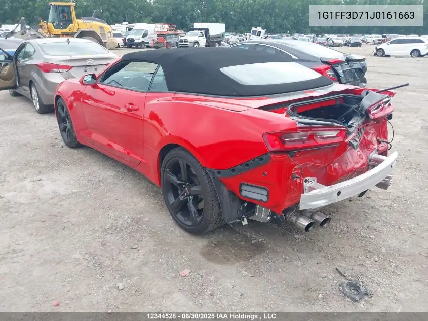 2018 Chevrolet Camaro 1Ss VIN: 1G1FF3D71J0161663 Lot: 12344528