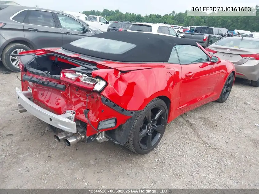2018 Chevrolet Camaro 1Ss VIN: 1G1FF3D71J0161663 Lot: 12344528